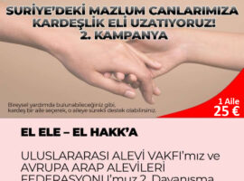 ULUSLARARASI ALEVİ VAKFI’ndan Suriye’deki Mazlumlar İçin 2. Kampanya